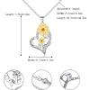 imageBriLove Sunflower Necklace Gifts for Mom Women 925 Sterling Silver Cubic Zirconia Double Heart JewelryYou are My Sunshine Pendant Necklaces for Daily Wear SummerClear SilverTone