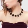 imageBriLove Victorian Style Statement Necklace Pierced Earrings Jewelry Set for Women Crystal Floral Cameo Inspired Oval Jewellery for Party PromAmethyst Color AntiqueGoldTone