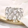 imageBriLove Wedding Bridal Stunning Crystal Double Row Water Drop Marquise Cluster Stretch Bangle Bracelet for Women Bride02Clear SilverTone