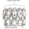 imageBriLove Wedding Bridal Stunning Crystal Double Row Water Drop Marquise Cluster Stretch Bangle Bracelet for Women Bride02Clear SilverTone
