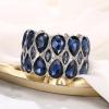 imageBriLove Wedding Bridal Stunning Crystal Double Row Water Drop Marquise Cluster Stretch Bangle Bracelet for Women Bride03Sapphire Color SilverTone