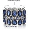 imageBriLove Wedding Bridal Stunning Crystal Double Row Water Drop Marquise Cluster Stretch Bangle Bracelet for Women Bride03Sapphire Color SilverTone