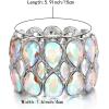 imageBriLove Wedding Bridal Stunning Crystal Double Row Water Drop Marquise Cluster Stretch Bangle Bracelet for Women Bride04Iridescent AB SilverTone