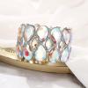 imageBriLove Wedding Bridal Stunning Crystal Double Row Water Drop Marquise Cluster Stretch Bangle Bracelet for Women Bride04Iridescent AB SilverTone