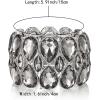 imageBriLove Wedding Bridal Stunning Crystal Double Row Water Drop Marquise Cluster Stretch Bangle Bracelet for Women Bride05Grey SilverTone