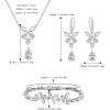 imageBriLove Wedding Jewelry Set for Women Bracelet Necklace Earrings Cubic Zirconia Bride Butterfly Crystal Teardrop Marquise Cluster Bridal Bridesmaid Party PromClear SilverTone