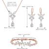 imageBriLove Wedding Jewelry Set for Women Bracelet Necklace Earrings Cubic Zirconia Bride Butterfly Crystal Teardrop Marquise Cluster Bridal Bridesmaid Party PromClear Rose GoldTone