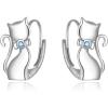 imageBriLove 925 Sterling Silver CZ Cute Animal Cat Leverback Dangle Earrings Jewelry Gifts for Women SilverTone