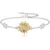 imageBriLove 925 Sterling Silver CZ Sunflower Honeybee Bracelet for Women Adjustable Heart Charm Bracelets Jewelry Gifts