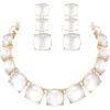 imageBriLove Fashion Stylish Beaded Statement Necklace Dangle Earrings Jewelry Set for Women Costume Christmas Party PromClear GoldTone