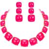 imageBriLove Fashion Stylish Beaded Statement Necklace Dangle Earrings Jewelry Set for Women Costume Christmas Party PromFuchsia GoldTone