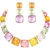 imageBriLove Fashion Stylish Beaded Statement Necklace Dangle Earrings Jewelry Set for Women Costume Christmas Party PromMulticolor GoldTone