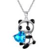imageBriLove Gift for Mom Women 925 Sterling Silver CZ Forever Love Cute Animal Heart Pendant Necklace Jewelry Gifts for Mothers DayValentines DayBirthdayChristmasAnniversaryBlue Topaz SilverTone