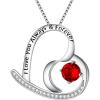 imageBriLove Gift for Mom Women 925 Sterling Silver I Love You Always ampamp Forever Engraved CZ Heart Pendant Necklace Ideal Mothers DayValentines DayBirthdayChristmasAnniversaryRuby Color