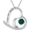 imageBriLove Gift for Mom Women 925 Sterling Silver I Love You Always ampamp Forever Engraved CZ Heart Pendant Necklace Ideal Mothers DayValentines DayBirthdayChristmasAnniversaryEmerald Color