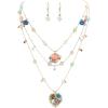 imageBriLove Handmade Strand Necklace for WomenBohemian Boho Colorful Beaded Layered Heart Collar Statement Pendant Necklaces for Summer Vacation Holiday Prom JewelryMulticolor GoldTone