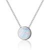 imageBriLove Opal Necklace for Gift Women 925 Sterling Silver Created Birthstone Round Pendant Necklaces Valentines Day