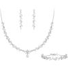 imageBriLove Wedding Bridal Jewelry for Women Cubic Zirconia Marquise Teardrop Leaf Cluster YNecklace Dangle Earrings Link Bracelet SetClear SilverTone