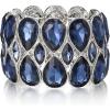 imageBriLove Wedding Bridal Stunning Crystal Double Row Water Drop Marquise Cluster Stretch Bangle Bracelet for Women Bride03Sapphire Color SilverTone