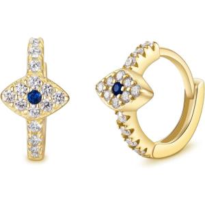 imageBriLove 14K Gold Plated Hoop Earrings for Women Mom 925 Sterling Silver Evil Eye Huggie Hoops Gifts for Daily WearMothers DayValentines DayBirthdayChristmasAnniversary