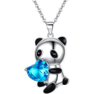 imageBriLove Gift for Mom Women 925 Sterling Silver CZ Forever Love Cute Animal Heart Pendant Necklace Jewelry Gifts for Mothers DayValentines DayBirthdayChristmasAnniversaryBlue Topaz SilverTone