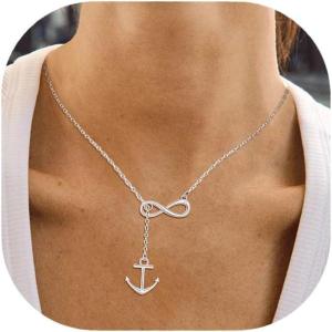 imageBriLove Gifts for Mom 925 Sterling Silver Infinity with Anchor Pendant Necklaces for Women Mothers DayValentines DayBirthdayChristmasAnniversary