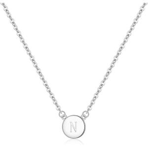 imageBriLove Gifts for Mom Women 925 Sterling Silver Initial Necklace Double Side Round Letter Alphabet Pendant Daily WearMothers DayValentines DayBirthdayChristmasAnniversaryN