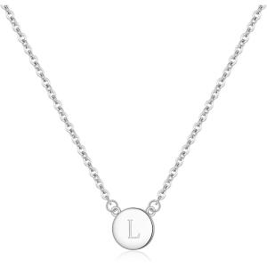 imageBriLove Gifts for Mom Women 925 Sterling Silver Initial Necklace Double Side Round Letter Alphabet Pendant Daily WearMothers DayValentines DayBirthdayChristmasAnniversaryL