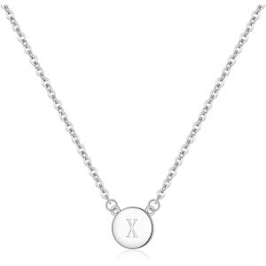 imageBriLove Gifts for Mom Women 925 Sterling Silver Initial Necklace Double Side Round Letter Alphabet Pendant Daily WearMothers DayValentines DayBirthdayChristmasAnniversaryX