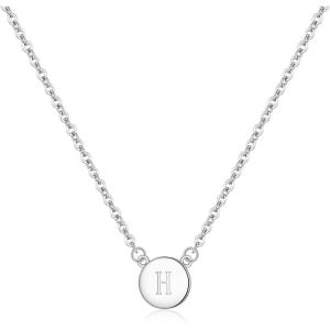 imageBriLove Gifts for Mom Women 925 Sterling Silver Initial Necklace Double Side Round Letter Alphabet Pendant Daily WearMothers DayValentines DayBirthdayChristmasAnniversaryH