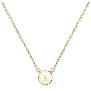 imageBriLove Mothers Day 925 Sterling Silver Initial Necklace Double Side Round Letter Alphabet Pendant for Women Girls Sterling Silver sterlingsilver