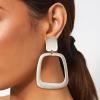 imageBriLove 23 Pairs Clipon Earrings Set Matte Gold Silver Fashion Geometric Statement Retro Drop Clip for Women Mom Gift09SquareShape2 Pairs