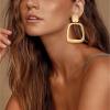imageBriLove 23 Pairs Clipon Earrings Set Matte Gold Silver Fashion Geometric Statement Retro Drop Clip for Women Mom Gift09SquareShape2 Pairs