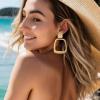 imageBriLove 23 Pairs Clipon Earrings Set Matte Gold Silver Fashion Geometric Statement Retro Drop Clip for Women Mom Gift09SquareShape2 Pairs