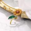 imageBriLove Fashion Elegant Brooch Pin for Women Crystal Brooches07Sunflower