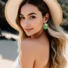imageBriLove Fashion Elegant Rhinestone Enamel Rose Flower Emerald Cut Hook Dangle Earrigns for Women Party Prom AccessoriesEmerald Color