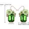 imageBriLove Fashion Elegant Rhinestone Enamel Rose Flower Emerald Cut Hook Dangle Earrigns for Women Party Prom AccessoriesEmerald Color