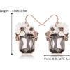 imageBriLove Fashion Elegant Rhinestone Enamel Rose Flower Emerald Cut Hook Dangle Earrigns for Women Party Prom AccessoriesGrey