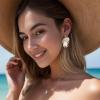 imageBriLove Fashion Elegant Rhinestone Enamel Rose Flower Emerald Cut Hook Dangle Earrigns for Women Party Prom AccessoriesIridescent AB