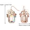 imageBriLove Fashion Elegant Rhinestone Enamel Rose Flower Emerald Cut Hook Dangle Earrigns for Women Party Prom AccessoriesIridescent AB
