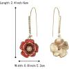 imageBriLove Fashion Elegant Rhinestone Enamel Rose Flower Hook Dangle Earrings for Women Party Prom Earring Accessories01Ruby Color GoldToned