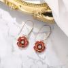 imageBriLove Fashion Elegant Rhinestone Enamel Rose Flower Hook Dangle Earrings for Women Party Prom Earring Accessories01Ruby Color GoldToned