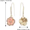 imageBriLove Fashion Elegant Rhinestone Enamel Rose Flower Hook Dangle Earrings for Women Party Prom Earring Accessories02Pink GoldTone
