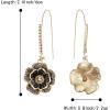 imageBriLove Fashion Elegant Rhinestone Enamel Rose Flower Hook Dangle Earrings for Women Party Prom Earring Accessories03Black GoldTone