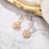 imageBriLove Fashion Elegant Rhinestone Enamel Rose Flower Hook Dangle Earrings for Women Party Prom Earring Accessories05Iridescent AB GoldTone