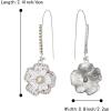 imageBriLove Fashion Elegant Rhinestone Enamel Rose Flower Hook Dangle Earrings for Women Party Prom Earring Accessories06Clear SilverTone