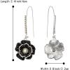 imageBriLove Fashion Elegant Rhinestone Enamel Rose Flower Hook Dangle Earrings for Women Party Prom Earring Accessories07Black SilverTone