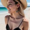 imageBriLove Fashion Elegant Rhinestone Enamel Rose Flower Hook Dangle Earrings for Women Party Prom Earring Accessories07Black SilverTone