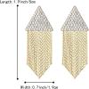 imageBriLove Fashion Long Chandelier Sparkle Cubic Zirconia Triangle Tassel Earrings for Women Wedding Party PromClear GoldTone