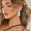 imageBriLove Fashion Long Chandelier Sparkle Cubic Zirconia Triangle Tassel Earrings for Women Wedding Party PromClear GoldTone
